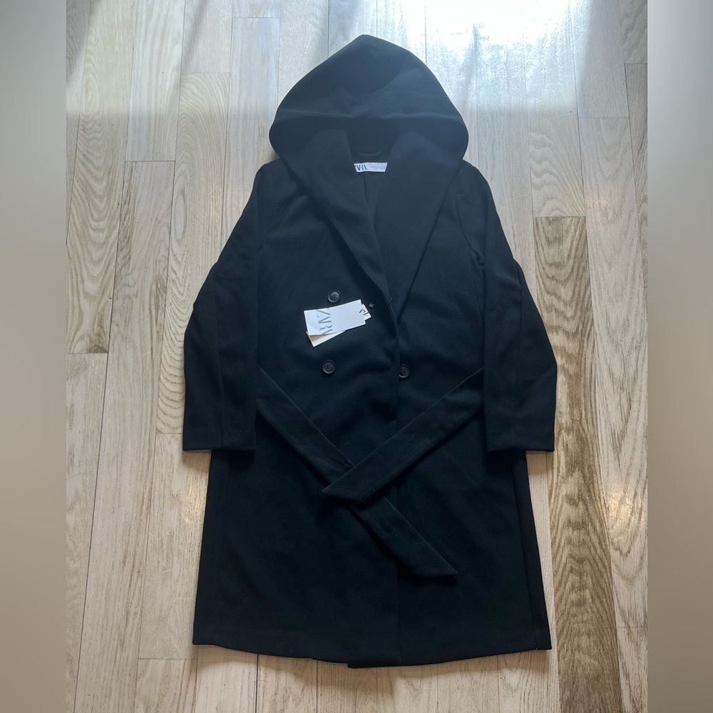 Zara Black Hooded Trench Coat